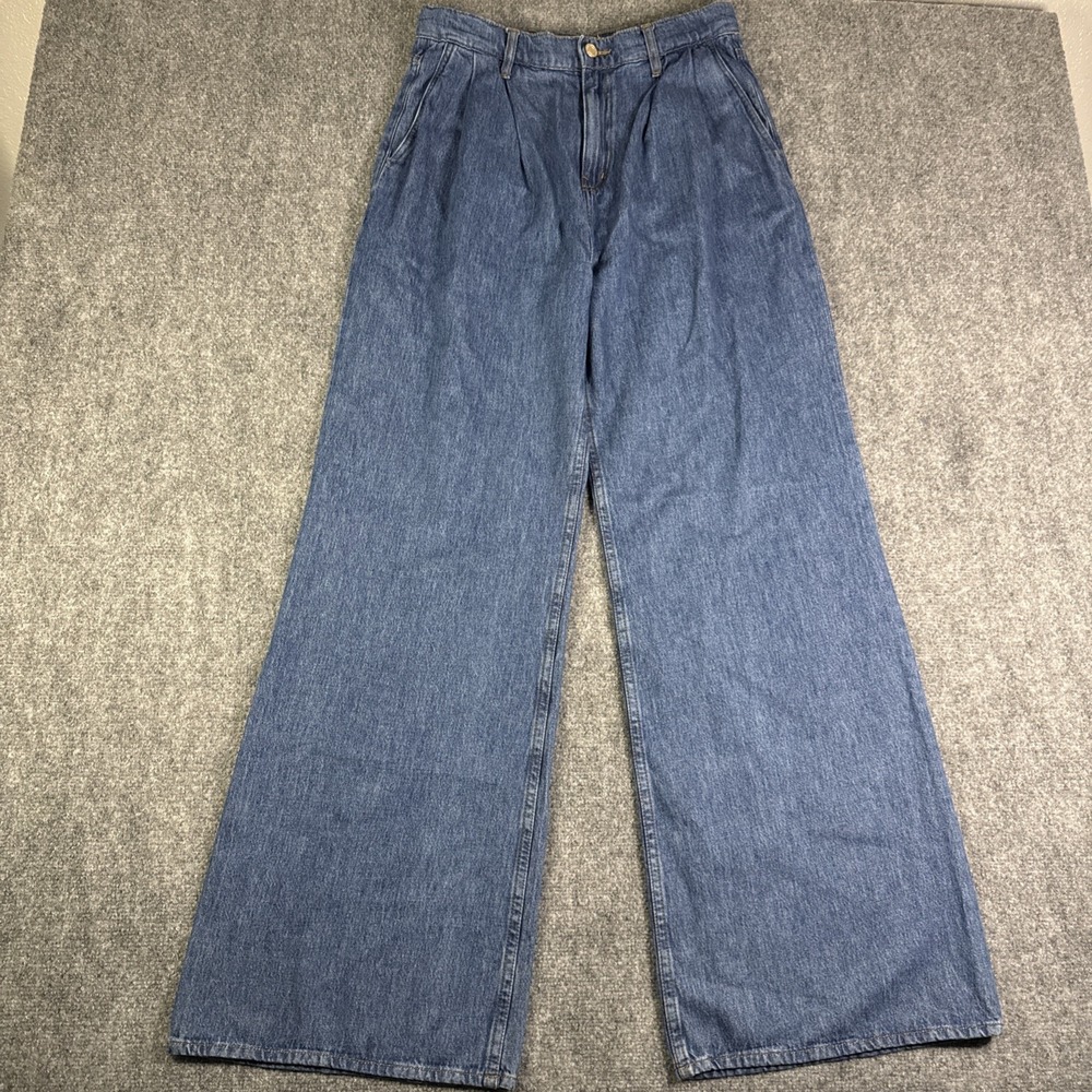 Derek Lam 10 Crosby High Rise Pleated Trouser Wide Leg in Carlisle Denim Size 28